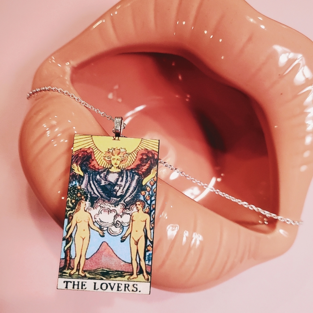 Lovers Tarot Card Necklace